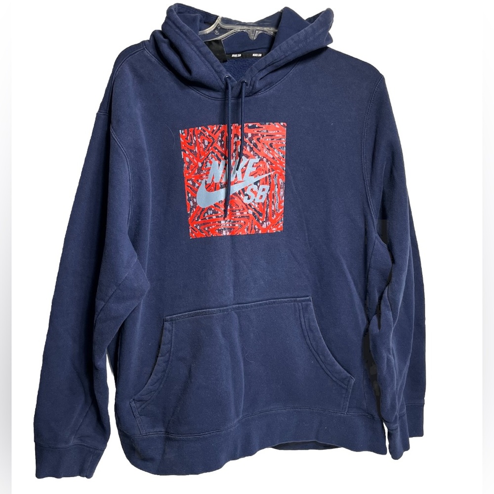 Nike Sb Hooded Sweater Mens Xl Blue Triangle Gfx Graphic Print